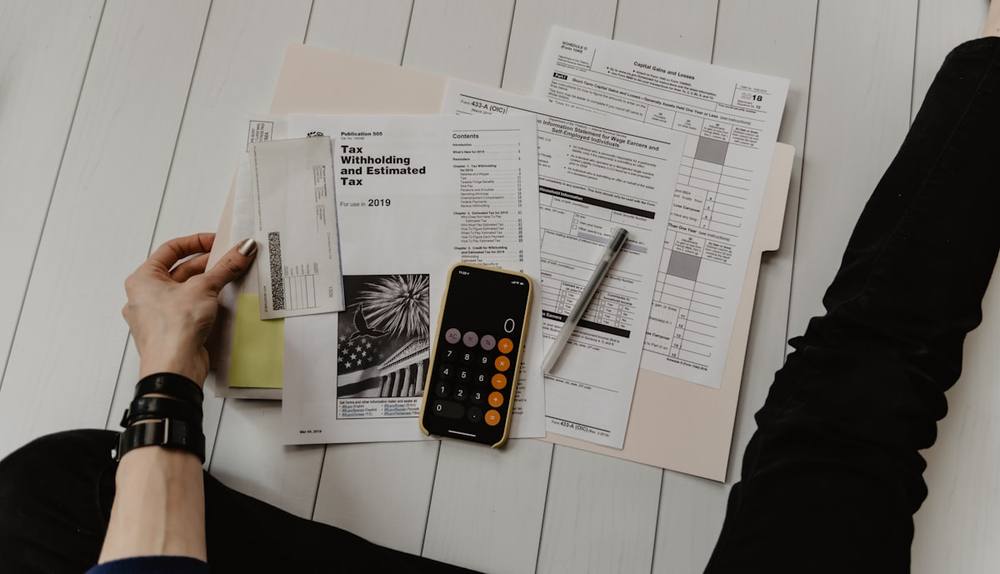 Financial working papers on a desk